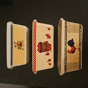 Three Farmhouse Ceramic Mini Loaf Pans